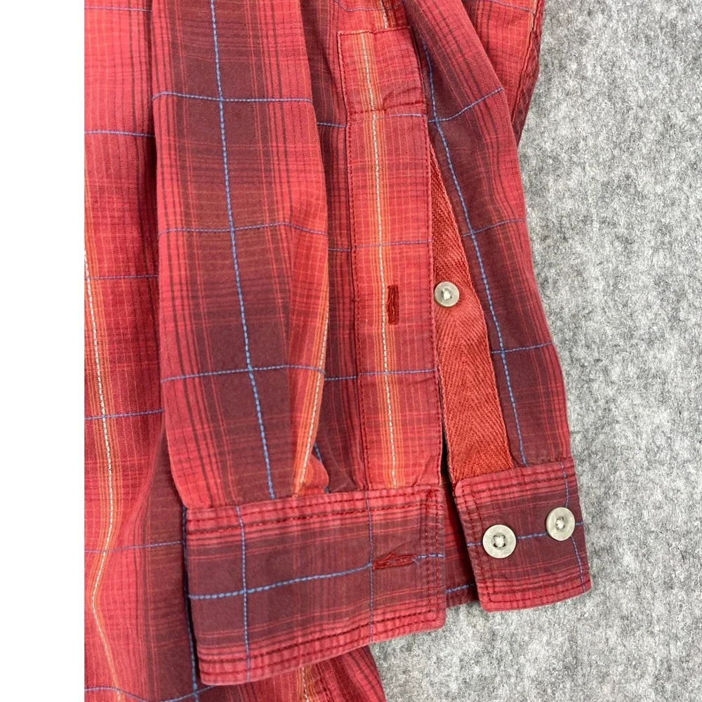 The North Face Mens XXL Red Plaid Long Sleeve Button Down Cotton Shirt